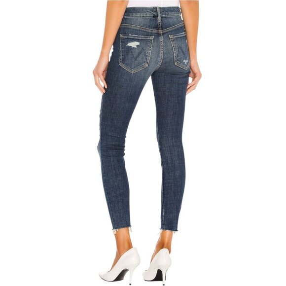 Mother High Waisted Rider Ankle Fray Jeans Size 26 In Wicked Wildflower Wash - Picture 3 of 16